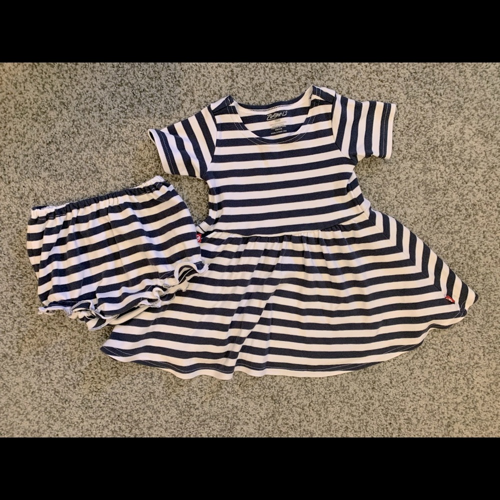 Zutano Striped Dress and Bloomers Sz 18 Months